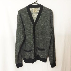 Tennis Designer Cardigan Sweater Black/Grey XL